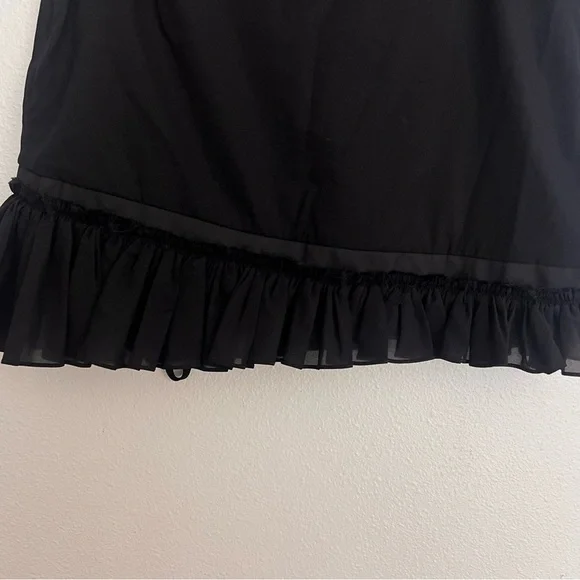 Nensi Dojaka Ruched Asymmetric Stretch Silk Mini Skirt Black Ruffle Size  Small